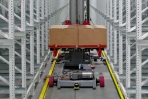 automated storage and retrieval system retrieving shipping packages